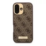   Guess 4G Logo Plate iPhone 16 MagSafe kemény hátlap tok, barna GUHMP16SU4GPRW