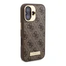 Guess 4G Logo Plate iPhone 16 MagSafe kemény hátlap tok, barna GUHMP16SU4GPRW