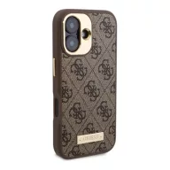   Guess 4G Logo Plate iPhone 16 MagSafe kemény hátlap tok, barna GUHMP16SU4GPRW