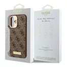 Guess 4G Logo Plate iPhone 16 MagSafe kemény hátlap tok, barna GUHMP16SU4GPRW