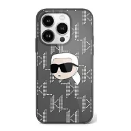   Karl Lagerfeld IML Karl Head Electroplated iPhone 16 Pro Max kemény hátlap tok, fekete KLHCP16XHKLPKHK