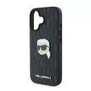 Karl Lagerfeld Monogram Karl Head Pin iPhone 16 kemény hátlap tok, fekete  KLHCP16SPGKLKIPK