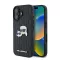 Karl Lagerfeld Monogram Karl&Chaoupette Head Pin iPhone 16 kemény hátlap tok, fekete KLHCP16SPGKLKCPK