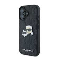   Karl Lagerfeld Monogram Karl&Chaoupette Head Pin iPhone 16 kemény hátlap tok, fekete KLHCP16SPGKLKCPK