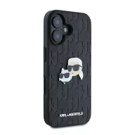   Karl Lagerfeld Monogram Karl&Chaoupette Head Pin iPhone 16 kemény hátlap tok, fekete KLHCP16SPGKLKCPK