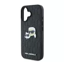 Karl Lagerfeld Monogram Karl&Chaoupette Head Pin iPhone 16 kemény hátlap tok, fekete KLHCP16SPGKLKCPK