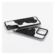 Teddy Bear iPhone 16 Plus csillogó köves tok, fekete
