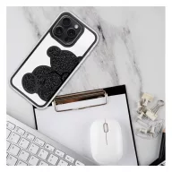 Teddy Bear iPhone 16 Plus csillogó köves tok, fekete
