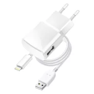   Blue Star hálózati töltő adapter USB-A + Lightning kábel, 1A, 5W, fehér