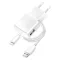 Blue Star hálózati töltő adapter USB-A + Lightning kábel, 1A, 5W, fehér