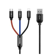Baseus 3in1 USB-C / Lightning / USB kábel, 3A, 1,2m, fekete