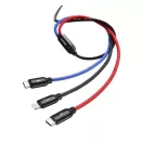 Baseus 3in1 USB-C / Lightning / USB kábel, 3A, 1,2m, fekete