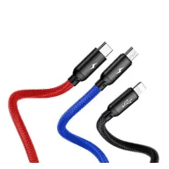Baseus 3in1 USB-C / Lightning / USB kábel, 3A, 1,2m, fekete