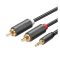Ugreen AV102 2x RCA (Cinch) jack 3,5 mm-es kábel, 1,5m, fekete