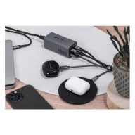   Forcell F-Energy GaN III VT-49 2xUSB-C + 2xUSB-A asztali töltő, PD, QC4.0, SFC2.0, 5A, 100W, szürke