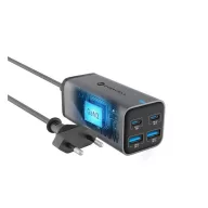   Forcell F-Energy GaN III VT-49 2xUSB-C + 2xUSB-A asztali töltő, PD, QC4.0, SFC2.0, 5A, 100W, szürke