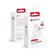   Forcell F-Energy TFK-TC-25WPD USB-C + USB-C-USB-C töltő adapter kábellel, PD, Q.C, 3A, 25W, fehér