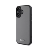   DKNY PU Leather Silver Metal Logo iPhone 16 MagSafe tok, szürke