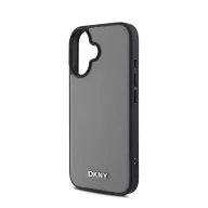   DKNY PU Leather Silver Metal Logo iPhone 16 MagSafe tok, szürke
