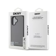   DKNY PU Leather Silver Metal Logo iPhone 16 MagSafe tok, szürke