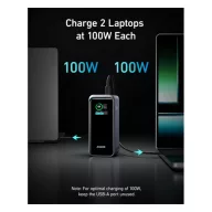   Anker Powerbank Prime 2xUSB-C Input/Output, USB-A Output, 20000mAh, 200W, fekete (A1336011)
