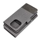 Gomma Samung Galaxy A15 4G / A15 5G flip/oldalra nyíló tok kártyatartó résszel, szürke