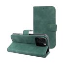 Tender Book iPhone 16 Pro flip/oldalra nyíló műbőr tok kártyatartó résszel, zöld