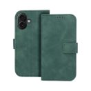 Tender Book iPhone 16 flip/oldalra nyíló műbőr tok kártyatartó résszel, zöld