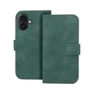  Tender Book iPhone 16 flip/oldalra nyíló műbőr tok kártyatartó résszel, zöld