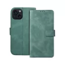 Tender Book iPhone 15 flip/oldalra nyíló műbőr tok kártyatartó résszel, zöld
