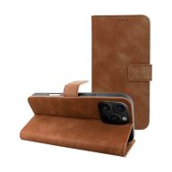   Tender Book iPhone 16 Pro Max flip/oldalra nyíló műbőr tok kártyatartó résszel, barna
