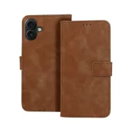   Tender Book iPhone 16 Plus flip/oldalra nyíló műbőr tok kártyatartó résszel, barna