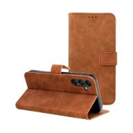   Tender Book Samsung Galaxy A15 4G / A15 5G flip/oldalra nyíló műbőr tok kártyatartó résszel, barna