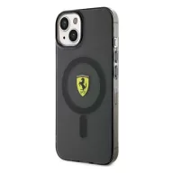   Ferrari Translucent iPhone 14 / 15 / 13 MagSafe kompatibilis kemény hátlap tok, fekete-átlátszó FEHMP14SURKK