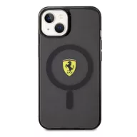   Ferrari Translucent iPhone 14 / 15 / 13 MagSafe kompatibilis kemény hátlap tok, fekete-átlátszó FEHMP14SURKK