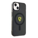 Ferrari Translucent iPhone 14 / 15 / 13 MagSafe kompatibilis kemény hátlap tok, fekete-átlátszó FEHMP14SURKK