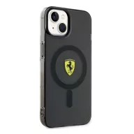   Ferrari Translucent iPhone 14 / 15 / 13 MagSafe kompatibilis kemény hátlap tok, fekete-átlátszó FEHMP14SURKK