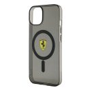 Ferrari Translucent iPhone 14 / 15 / 13 MagSafe kompatibilis kemény hátlap tok, fekete-átlátszó FEHMP14SURKK