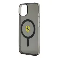   Ferrari Translucent iPhone 14 / 15 / 13 MagSafe kompatibilis kemény hátlap tok, fekete-átlátszó FEHMP14SURKK