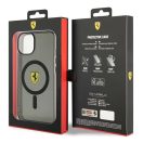 Ferrari Translucent iPhone 14 / 15 / 13 MagSafe kompatibilis kemény hátlap tok, fekete-átlátszó FEHMP14SURKK