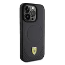 Ferrari Carbon Metal Logo iPhone 15 Pro MagSafe kompatibilis kemény hátlap tok, fekete FEHMP15LPTEK