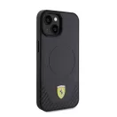 Ferrari Carbon Metal Logo  iPhone 15 / 14 / 13 MagSafe kompatibilis kemény hátlap tok, fekete FEHMP15SPTEK
