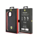Ferrari Carbon Metal Logo  iPhone 15 / 14 / 13 MagSafe kompatibilis kemény hátlap tok, fekete FEHMP15SPTEK