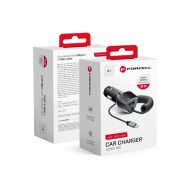   FORCELL F-ENERGY CC50-1AC USB-A autós töltő USB-C kábellel, PD QC3.0, 3A, 38W, carbon fekete