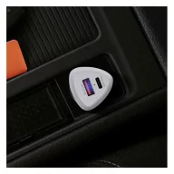  FORCELL F-ENERGY CC50-1A1C autós töltő USB-C + USB-A, PD QC3.0, 3A, 38W, fehér