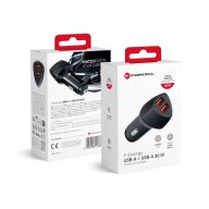   FORCELL F-ENERGY CC50-2A 2xUSB-A autós töltő QC3.0, 3A, 36W, carbon fekete