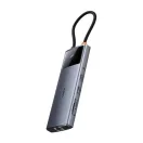 Baseus Metal Gleam II Series, Hub 10 az 1-ben, USB-C-1xHDMI, USB-A (10Gbps), USB-C, 2xUSB-A, Ethernet RJ45, SD/TF kártya