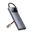 Baseus Metal Gleam II Series, Hub 10 az 1-ben, USB-C-1xHDMI, USB-A (10Gbps), USB-C, 2xUSB-A, Ethernet RJ45, SD/TF kártya