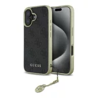   Guess 4G Charms Collection iPhone 16  hátlap tok, fekete GUHCP16SGF4GGR