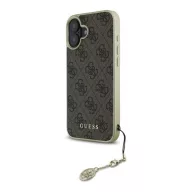   Guess 4G Charms Collection iPhone 16  hátlap tok, barna GUHCP16SGF4GBR